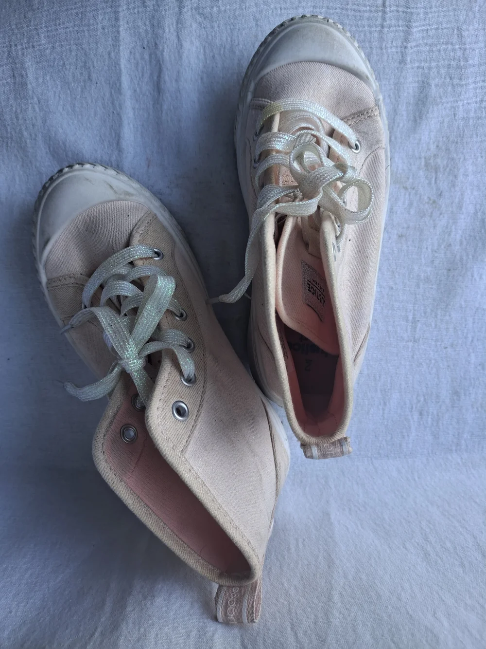 Justice Canvas High-Top Sneakers in Light Pink